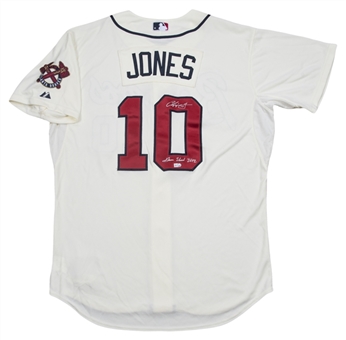 2012 Chipper Jones Game Used & Signed Atlanta Braves Ivory Home Jersey (MLB Authenticated & JSA)